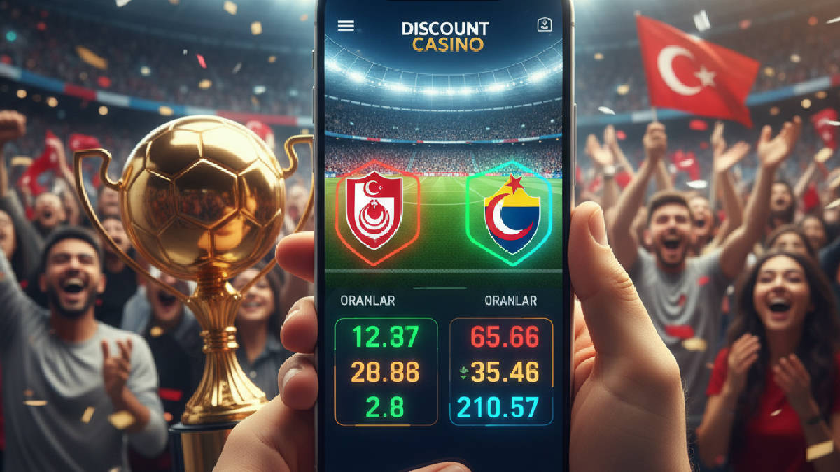 Discount Casino platformunda canlı bir futbol maçına yapılan spor bahislerini gösteren mobil arayüz.